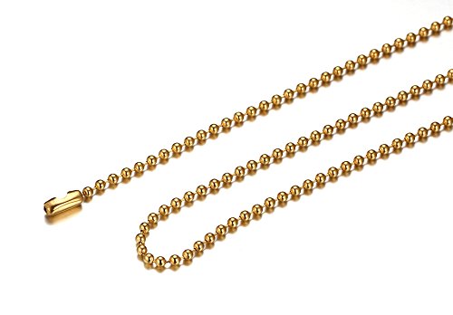 Titanium Stainless Steel Small Beads Ball Chain Necklace for Men Women 24-38 Inches Silver Black Gold - color: Gold, 2.4mm wide