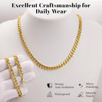WomenGifts Cuban Link Chain Necklace for Women, Waterproof 14k Gold Silver Plated Chain Choker, Non Tarnish Stainless Steel Jewelry, 3.5/5/6/8/11mm,14/16/18 Inch Thin&Chunky&Thick - color: Gold, style: 8MM-16"