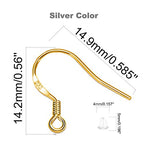 Earring Hooks - 120 PCS/60 Pairs Gold plated copper Hypoallergenic Ear Wires Fish Hooks for Jewelry Making, Jewelry Findings Parts with 120 PCS Rubber Earring Backs Stopper for DIY Earrings - color: Regular 18K Gold 2