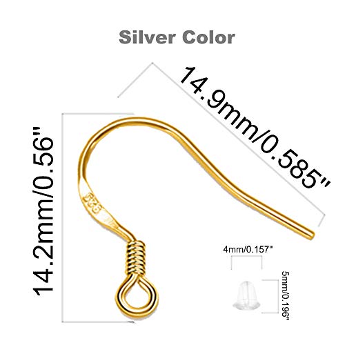 Earring Hooks - 120 PCS/60 Pairs Gold plated copper Hypoallergenic Ear Wires Fish Hooks for Jewelry Making, Jewelry Findings Parts with 120 PCS Rubber Earring Backs Stopper for DIY Earrings - color: Regular 18K Gold 2