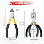 Mini Jewelry Pliers Set - 5 Inch Needle Nose & Flush Wire Cutters - Spring Loaded Precision Pliers for Jewelry Making, DIY Crafts, Model Building, Electronics - size: 5" Flush Cutter+5" Needle Nose