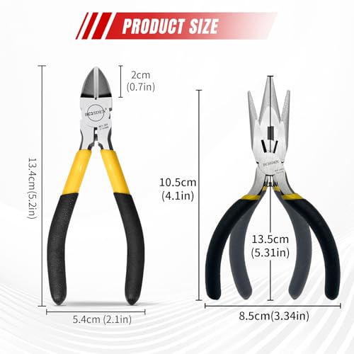 Mini Jewelry Pliers Set - 5 Inch Needle Nose & Flush Wire Cutters - Spring Loaded Precision Pliers for Jewelry Making, DIY Crafts, Model Building, Electronics - size: 5" Flush Cutter+5" Needle Nose