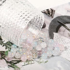 120Pcs Glass Round Beads 10mm Transparent Ink Wash Dye Sprinkled Gold Scattered Beads Handmade DIY Bead Material Bracelet Accessories - color: Transparent