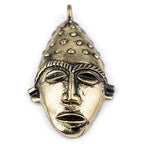 TheBeadChest Elongated African Brass Mask Pendant (50x90mm): Genuine West African Mask Design for DIY Jewelry & Necklaces - color: Brass, size: Large Elongated (50x90mm)