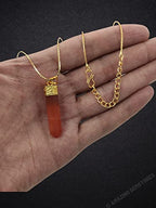 Amazing Gemstone Crystals and Healing Stones Carnelian Necklace - Gold Chain Necklace Pendant - Real Crystal Necklace - color: Gold Cap Pencil, size: 1 PIECE