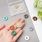 NBEADS 10 Pcs 10 Styles Natural Circle Donut Gemstone Charms, 18mm Dyed Flat Round Mixed Natural and Synthetic Donut Stone Beads Pendants Natural Stone Pendant for Jewelry Making, Hole: 5.5mm - color: 10 Pcs 10 Styles Stone A