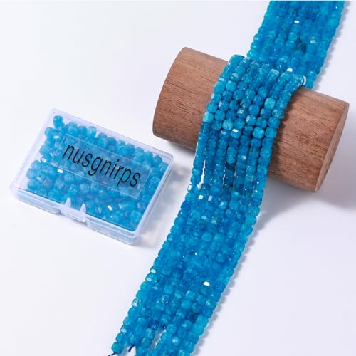 Natural Faceted Apatite Cube Stone Beads 5-5.5mm 60pcs/str Loose Square Semi Gemstone Stone Beads for Making Bracelets Necklace Earrings - color: Apatite