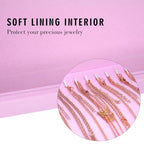 Siveit Necklace Organizer Box Premium 20 Hooks Velvet Necklace Display Jewelry Tray with Transparent Lid Jewelry Necklace Display Box for Necklace Pendants Suitable for Women and Girls (Pink) - color: Pink