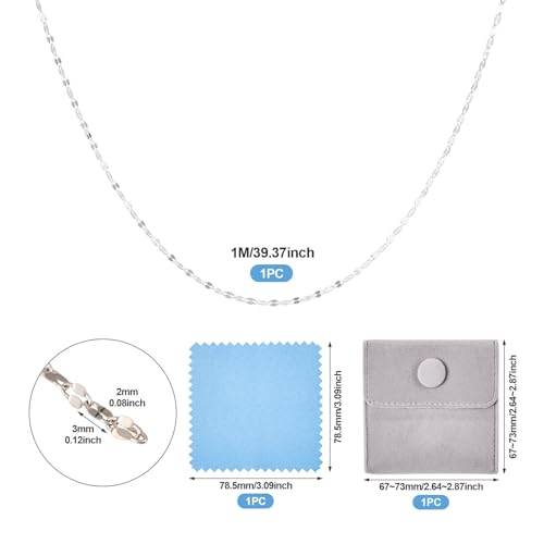 Elecrelive 2mm Sterling Silver Dapped Chains 3.28 Feet Silver Cable Link Chains Permanent Jewelry for Men Women Necklace Bracelet DIY Making - color: Silver, Dapped Link