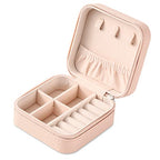 Neveika Portable Travel Mini Jewelry Box Leather Jewellery Ring Organizer Case Storage Gift Box Girls Women (pink). - color: pink