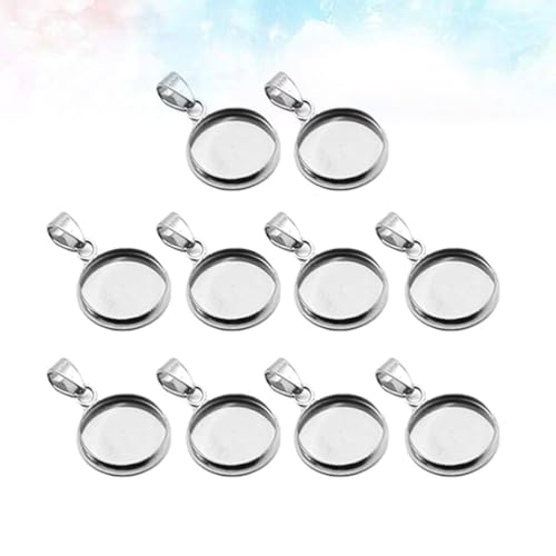 EXCEART 20pcs Trays Pendants Stainless Steel Round Cabochons Settings Bezels Base Blanks Charms Kit for Photo Necklace Bracelet Jewelry Making (Silver 16mm)
