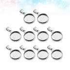 EXCEART 20pcs Trays Pendants Stainless Steel Round Cabochons Settings Bezels Base Blanks Charms Kit for Photo Necklace Bracelet Jewelry Making (Silver 16mm)