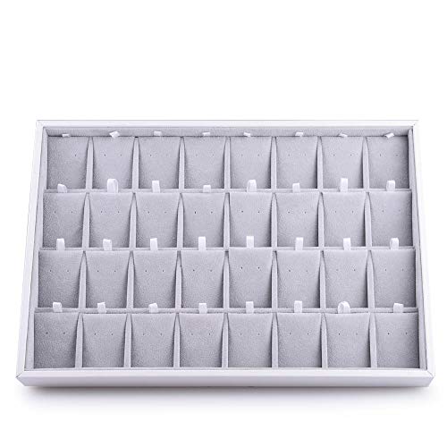 Oirlv Velvet Stackable Jewelry Tray 32 Grids Earrings Organizer Display Showcase Jewelry Storage trays - size: 32 Grids Earring Tray