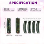PATIKIL 4 Pcs Natural Stone, 36 x 10 mm Natural Curved Clear Quartz Stone Crystal Handmade Jade Flat Beads for DIY Crafting, Indian Water Grass Agate - color: Indian Water Grass Agate