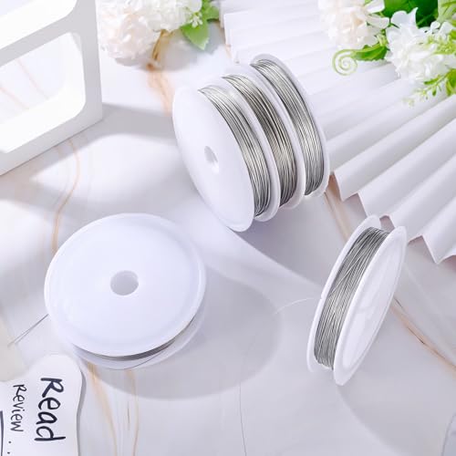 Craftdady 5 Roll Tiger Tail Wire 0.3 mm 0.38 mm 0.45 mm 0.5 mm 0.6 mm Wire Jewelry Beading Wire Craft String Metal Wrap Wire for DIY Necklace Bracelet Jewelry Making