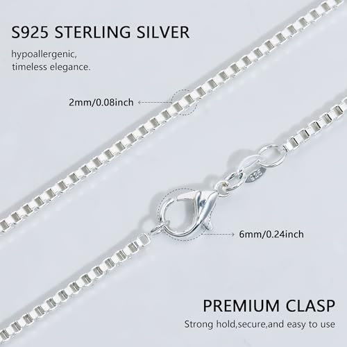 925 Silver Chain Necklace for Women 2mm Box and Snake Italian Choker Chain Thin & Strong Necklace 16/18/20 Inch - size: 18 inch, style: Box Chain