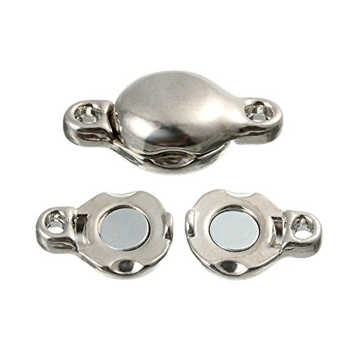 Brass Made Round Magnetic Clasps Stronger Magnetic Closure for Necklace Bracelet and Chain Keep Your Jewelry Secure 10 Sets/lot - size: 11mmX20mm & Rhodium Tone