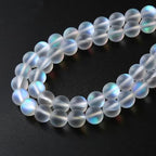 60pcs 6mm Natural White Mystic Aura Quartz Beads Frosted Matte Moonstone Round Loose Beads For Jewelry Making DIY Bracelet Necklace 15" - color: Matte Moonstone Crystal Glass, size: 6mm