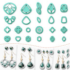 Polymer Clay Cutters - 22 Shapes Gemstone Earrings, Gemstone Polymer Clay Cutters for Jewelry, Earring Making Kit with Storage Box - style: Gem-shaped (22 pcs)