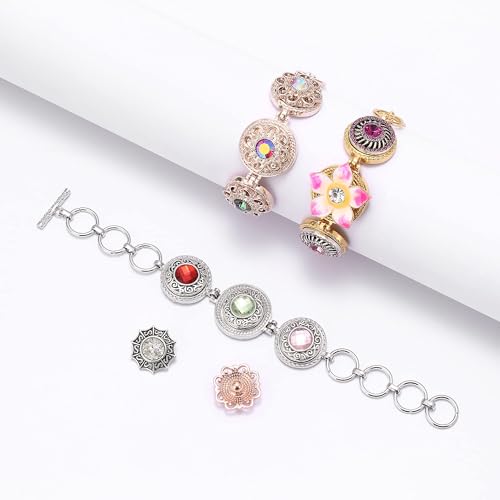 10PCs Mixed Style Rhinestones Snaps Jewelry Charms Buttons 18/20mm for Interchangeable Snaps Jewelry Making Women DIY Button Bracelets Necklaces Rings Brooch Accessories (White) - color: White