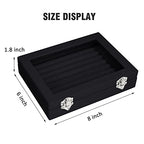 Vicoter Rings Organizer Tray 7 Slots Velvet Jewelry Earring Storage Box with Transparent lid Jewelry Display Case for Girls Wife Mom Women (Black) - color: Black