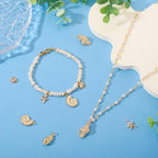 Cheriswelry 5Pcs 18K Gold Filled Conch Shell Charms Cubic Zirconia Metal Brass Seashell Starfish Pendants 10-20.5mm for DIY Summer Necklace Bracelet Earring Jewelry Making - color: Gold-5pcs