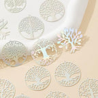 Dazzling Colorful Filigree Charms Hollow Out Multicolor Geometric Filigree Pendants for DIY Jewelry Making Earrings Necklaces Components - color: Tree of Life