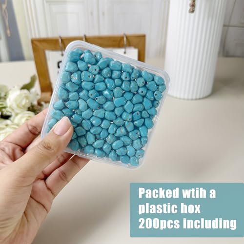 Turquoise Irregular Beads for Bracelet Making - 200pcs 10mm Natural Semi-Precious Gemstone Loose Spacer Beads for Jewelry, Beading, Earrings & DIY Handmade Crafts - color: Turquoise Irregular 10mm