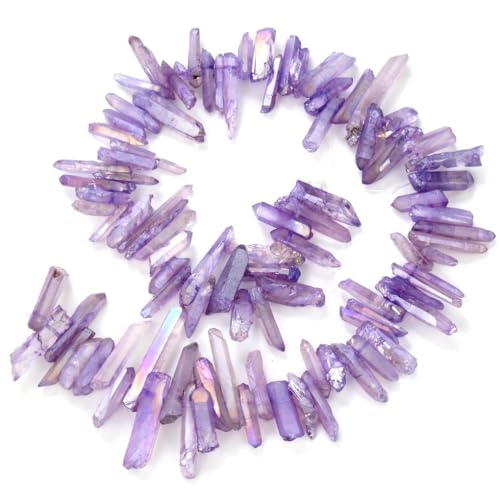 Adabele 15 Inch Natural Raw Healing Crystal Quartz Gemstone Loose Beads Small Drilled 15 Inch Violet Tanzanite AB Titanium Coated Chakra Gem Stone Drop Stick GA9 - color: Violet Tanzanite Ab, size: Small Size (15 Inch/1 Strand)