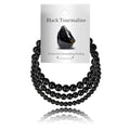 3Pcs Natural Healing Crystal Bracelets for Women Men, 4mm 6mm 8mm Beaded Stretch Bracelet Set, Black Tourmaline Natural Stone Gemstone Jewelry Gifts for Meditation, Reiki & Yoga - color: black tourmaline