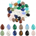 1 Box 36Pcs 12 Styles Teardrop Gemstone Cabochons Flatback Stone Natural Tiger Eye Rose Quartz Aventurine Turquoise Crystal Gems No Hole Bead Cabochon for Jewelry Making DIY Craft Accessories