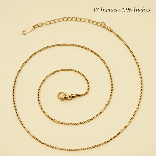 Jabogrii 20 Pack Box Necklace Chain for Jewelry Making Gold and Silver Necklace Bulk Stainless Steel Chain Craft Jewelry with Adjustable Extender for Women - color: Box Chain