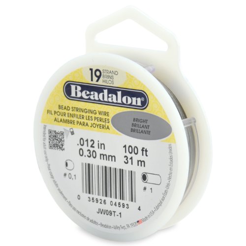 Beadalon 19 Strand Stainless Steel Bead Stringing Wire, .012 in / 0.30 mm, Bright, 100 ft / 31 m - color: Bright, style: .012 in / 0.30 mm, 100 ft / 31 m