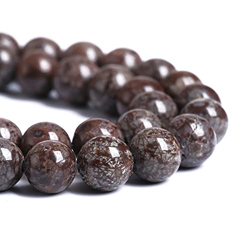 10MM 38PCS Natural Stone Brown Snowflake Jasper Obsidian Loose Beads for Jewelry Making DIY Bracelet - color: Brown Snowflake, size: 10mm