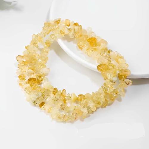 200pcs Natural Chip Stone Beads Gemstone Healing Crystal Loose Rocks Bead Irregular Glass Seed Charm Beads Drilled DIY for Jewelry Bracelet Necklace Earrings Making Crafting Supplies (Yellow, 5-8mm) - color: yellow