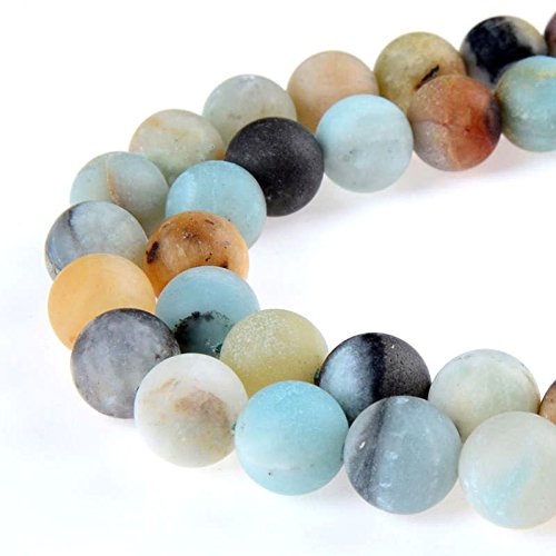 Natural Gemstone Loose Beads Matte Approxi 15.5 inch DIY Bracelet Necklace for Jewelry Making (8mm, Matte Colorful Amazonite) - color: Matte Colorful Amazonite, size: 8mm