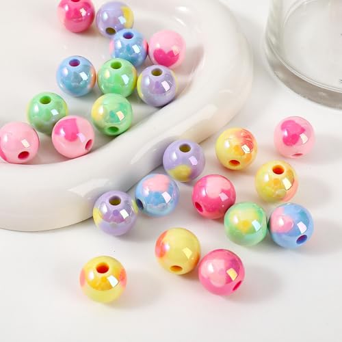15Pcs Acrylic Beads Round 16mm UV Fruit Print Fit for DIY Jewelry Bracelet Necklace Keychain Beadable Pens Mobile Phone Chain Making Cute (Heart Mixed Color) - color: Heart Mixed Color