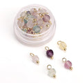 Beadia Natural Faceted Cube Stone Charms 4mm 30pcs with Untarnish Metal Accessories Loose Square Beads for DIY Jewelry Making - color: Fluorite