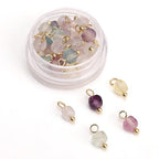 Beadia Natural Faceted Cube Stone Charms 4mm 30pcs with Untarnish Metal Accessories Loose Square Beads for DIY Jewelry Making - color: Fluorite