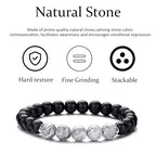 RANKEEF Tiger Eye Bracelet For Men 8MM Natural Stone Stretch Adjustable Black Crystal Beaded Bracelet for Men Women Gifts - color: 2,gray,black
