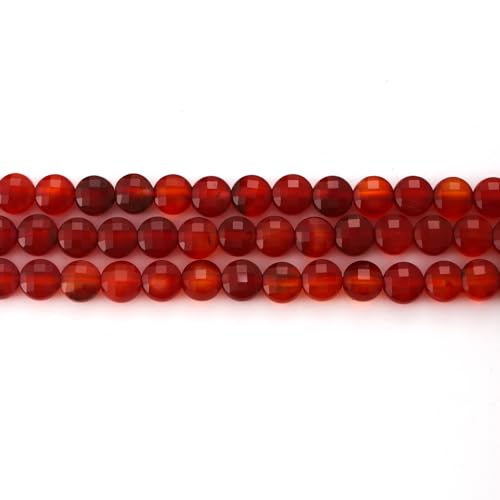 6mm Faceted Natural Red Agate Stone Beads Coin Disc Gemstone Spacer Beads for Jewelry Making DIY Bracelet Necklace - color: Red Agate