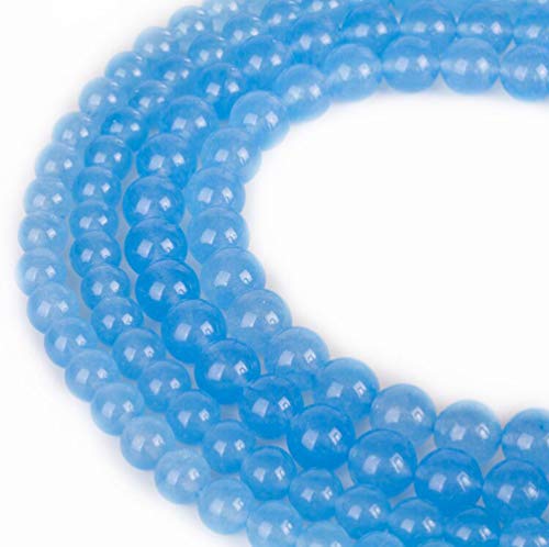 RayLineDo® 48Pcs 8mm Natural Ocean Blue Jade Stone Round Beads Loose Beads Wholesale for Jewelry Making - color: Ocean Blue Jade, size: 8mm