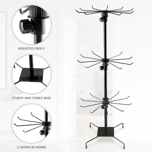 1Pc Rotating Display Stand Jewelry Display Rack with Hooks Metal Earrings Display Stands for Selling Necklace