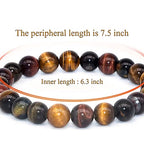8mm Natural Gemstone Stretch Bracelet, Handmade Unisex Crystal Bracelets for Meditation, Yoga, Spiritual Healing & Positive Energy - color: Multicolor Tiger Eye