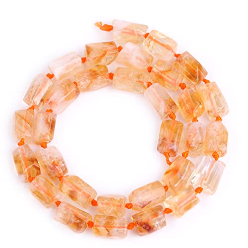 GEM-Inside 27Pcs 8x12mm Natural Yellow Citrine Quartz Crystal Faceted Freeform Tube Column Chakra Beads for Jewelry Making Full 15" Strand Power Energy Healing - color: Yellow Citrine