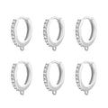 6Pcs Zirconia Hoops for Earrings Making, 925 Sterling Silver Ear Hooks Round Small Zirconia Huggie Hoop with Loop, Silver Leverback Hoops Dangle Earring Making Gold Jewelry Findings Supplies Set - color: 6PCS_SilverB