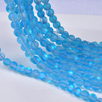 48PCS 8mm Natural Sky Blue Mystic Aura Quartz Gemstone Frosted Matte Titanium Round Loose Spacer Beads 15 inch Full Strand Crystal Healing Power Quartz - color: Sky Blue Mystic Aura, size: 8mm