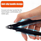 2pcs Micro Mini Small Wire Cutters, Anti-Slip Rubber Black Flush Sprue Cutter Needle Nose Cutting Pliers with 2 Plastic White Covers Portable Hand Tools for Floral Electronics Jewelry Model Making