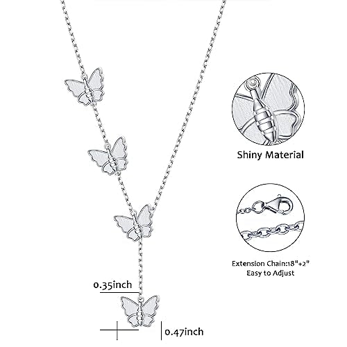 Long Necklace Sterling Silver Larait Bar Y Lariat Long Chain Drop Adjustable Necklace Gift for Her, 30" - style: Long Butterfly Necklace