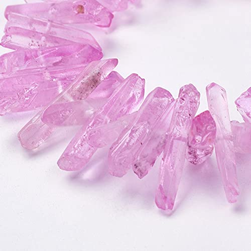 FASHEWELRY 1 Strand Natural Quartz Crystal Points Loose Beads Pearl Pink Flat Heishi Gemstone Loose Beads for DIY Jewelry Making - color: Pearl Pink
